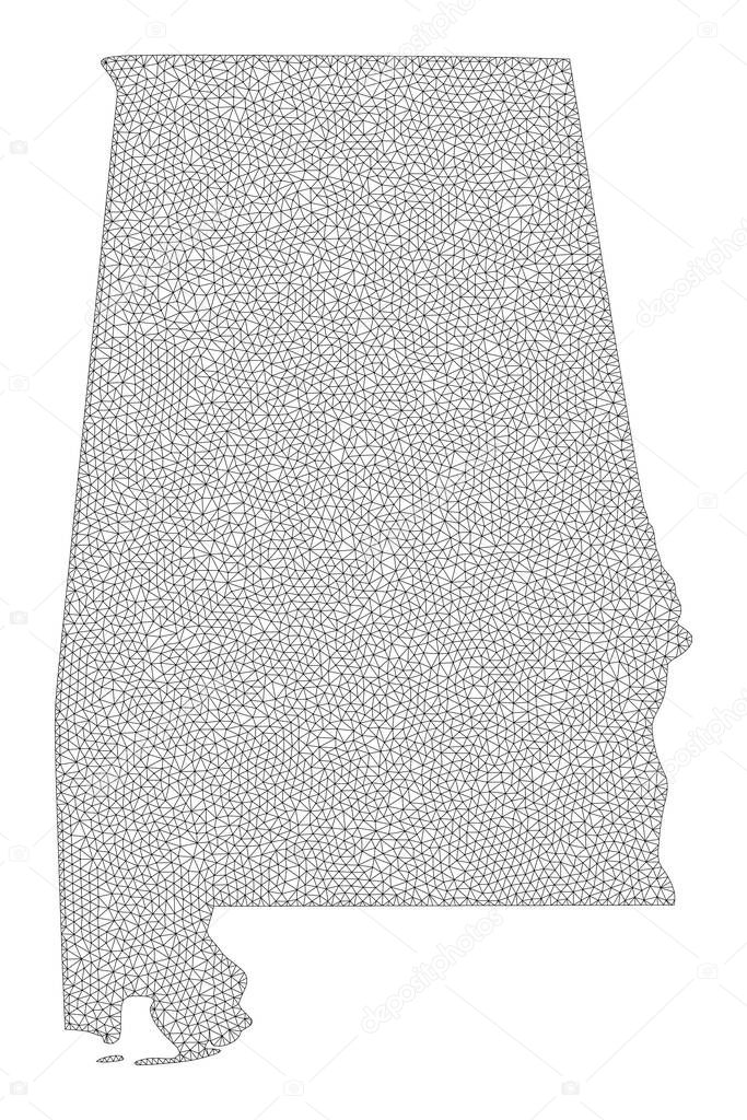 Polygonal Wire Frame Mesh High Resolution Raster Map of Alabama State Abstractions