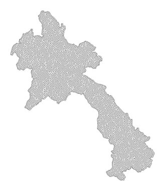 Çokgen Kablo Çerçevesi Yüksek Detay Raster Laos Soyutlamaları Haritası