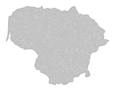 Çokgen Kablo Çerçevesi Yüksek Detay Raster Litvanya Soyutlamaları Haritası