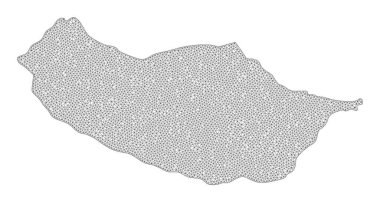Çokgen 2D Ağlı Yüksek Detay Raster Madeira Adası Soyutlamaları Haritası