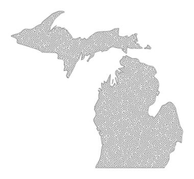 Michigan Eyaleti Soyutlamalarının Çokgen 2B Yüksek Çözünürlüklü Raster Haritası