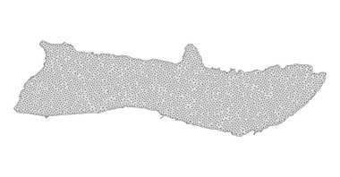 Çokgen 2D Ağlı Yüksek Detay Raster Molokai Adası Soyutlamaları Haritası