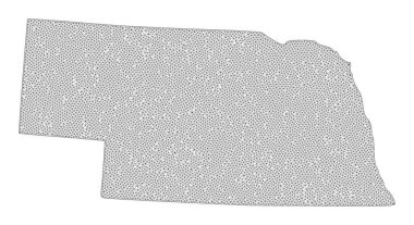 Nebraska Devlet Soyutlamalarının Çokgen Ağ Yüksek Detay Raster Haritası