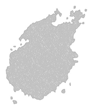 Çokgen İskelet Ağları Yüksek Detay Raster Paros Adası Soyutlamaları Haritası