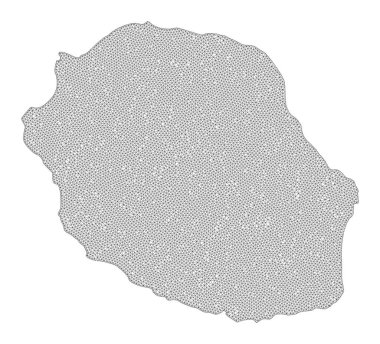 Çokgen 2D Ağlı Yüksek Detay Raster Ayrıntılı Buluşma Adası Soyutlamaları Haritası