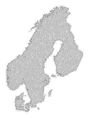 Çokgen Ağ Yüksek Çözünürlüklü İskandinavya Soyutlamaları Raster Haritası