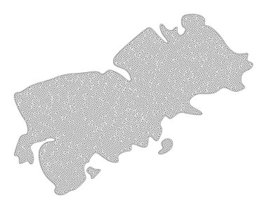 Çokgen 2D Ağlı Yüksek Detay Raster Shikotan Adası Soyutlamaları Haritası