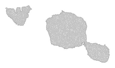 Çokgen Kablo Çerçeve Yüksek Detay Raster Tahiti ve Moorea Adaları Soyutlamaları Haritası