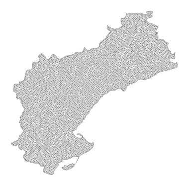 Tarragona Eyaleti Soyutlamalarının Çokgen Kablo Çerçevesi Yüksek Çözünürlüklü Raster Haritası