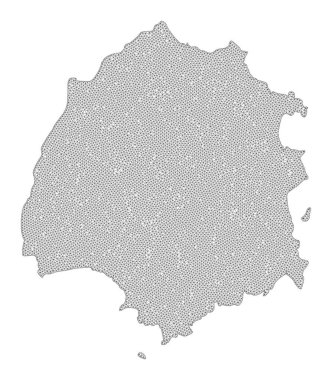 Çokgen 2D Ağlı Yüksek Çözünürlüklü Thassos Adası Soyutlamaları Raster Haritası