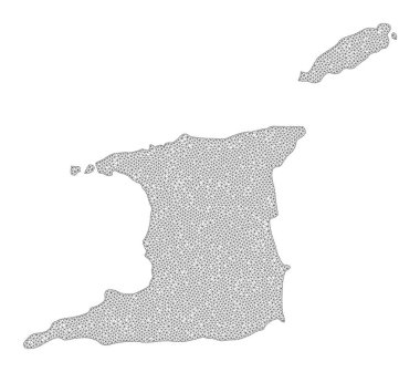 Çokgen Tel Çerçeve Yüksek Çözünürlüklü Trinidad ve Tobago Soyutlamalarının Raster Haritası