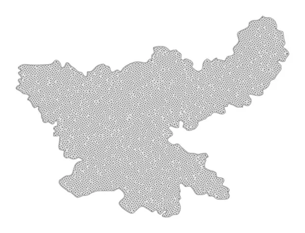 Многоугольный каркас сетки высокой детализации Raster Map of Jharkhand State Abstractions — стоковое фото