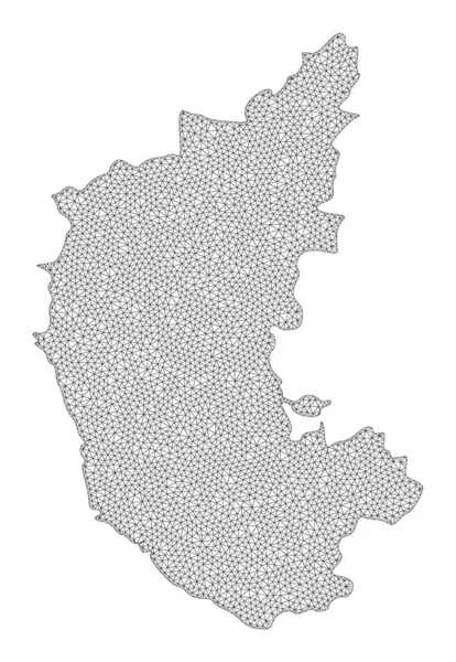 Malla de marco de alambre poligonal Mapa de trama de alto detalle de las abstracciones del estado de Karnataka —  Fotos de Stock