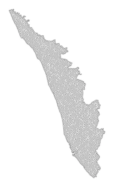 Malha de armação de arame poligonal Mapa de raster de alto detalhe de abstrações do estado de Kerala — Fotografia de Stock