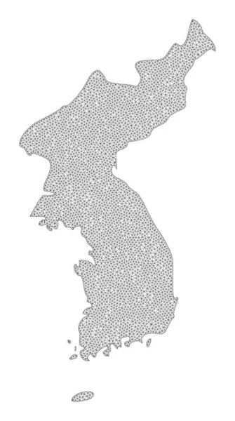 Polygonal Wire Frame Mesh High Detail Raster Mapa Korei Abstrakcje — Zdjęcie stockowe