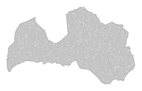 Polygonal Carcass Mesh Nagyfelbontású Raster Map of Latvia Abstractions — Stock Fotó