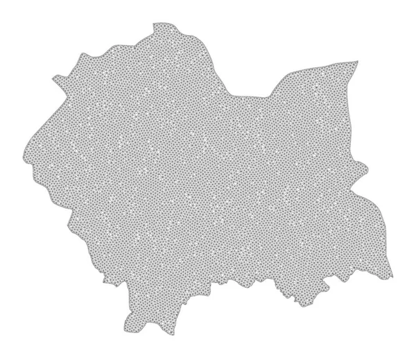 Polygonal Carcass Mesh High Detail Raster Map of Lesser Poland Tartomány Kivonatok — Stock Fotó