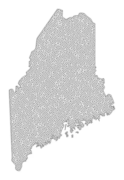Polygonal 2D Mesh High Detail Raster Map of Maine State Abstractions — Stock Photo, Image