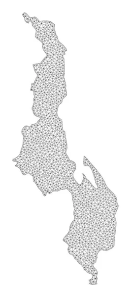 Polygonial Carcass Mesh High Detail Raster Map of Malawi Abstractions — 스톡 사진