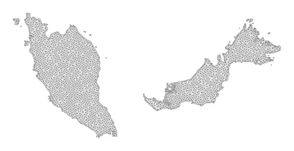 Rede poligonal malha de alto detalhe Raster mapa da Malásia abstrações — Fotografia de Stock