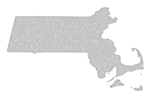 Многоугольная 2D сетка высокого разрешения Растровая карта штата Массачусетс — стоковое фото