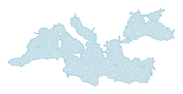 Polygonaal karkas Mesh High Detail Raster Map of Mediterranean Sea Abstractions — Stockfoto