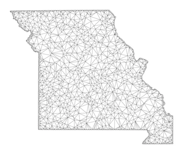Polygonales Netzwerknetz Hochauflösende Rasterkarte des Bundesstaates Missouri Abstraktionen — Stockfoto