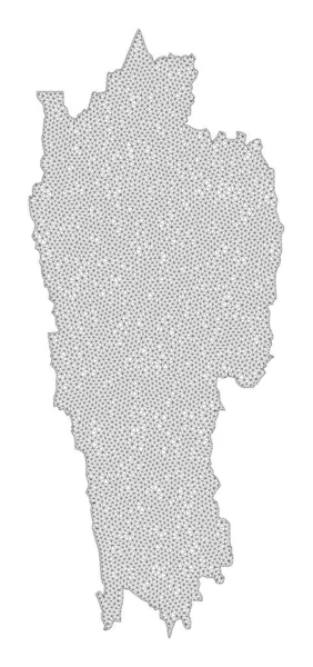 Многоугольная 2D сетка высокой детализации Raster Map of Mizoram State Abstractions — стоковое фото