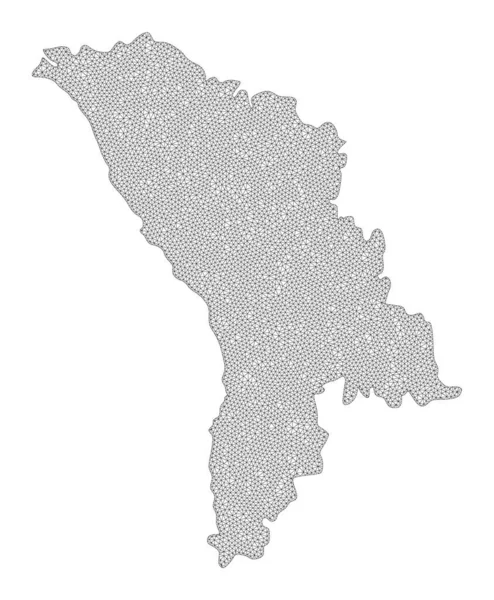 Polygonal Carcass Mesh High Detail Raster Map of Moldova Abstrakcje — Zdjęcie stockowe