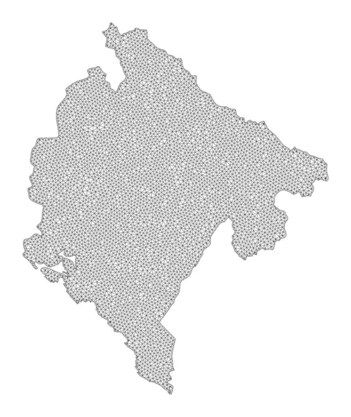 Polygonal Carcass Mesh High Detail Raster Map of Montenegro Abstractions — Stock Photo, Image