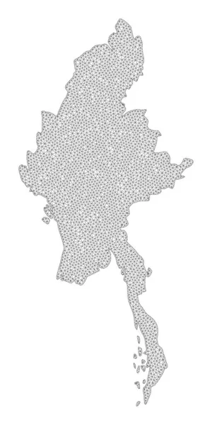 Polygonales Drahtgitter mit hoher Auflösung Raster Karte von Myanmar Abstraktionen — Stockfoto