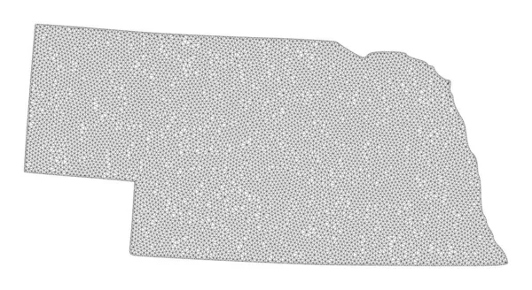 Sieć wieloboczna Siatka Wysokiego Szczegółu Mapa Streszczeń Stanu Nebraska — Zdjęcie stockowe