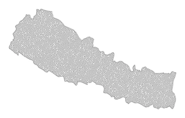 尼泊尔摘录的多边形线框网状高细节栅形图 — 图库照片