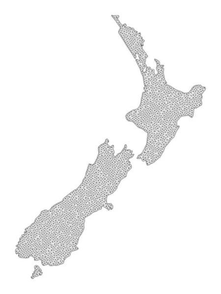 Polygonal Wire Frame Mesh Högupplöst Raster Karta över Nya Zeeland Abstraktioner — Stockfoto