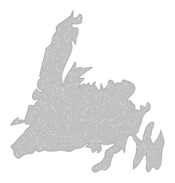 Polygonal 2D Mesh High Detail Raster Map of Newfoundland Island Abstractions — Stock Photo, Image