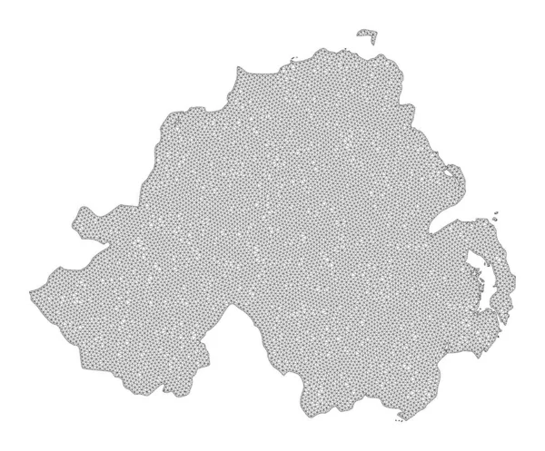 Polygonal Carcass Mesh High Detail Raster Észak-Írország térképe Abstractions — Stock Fotó