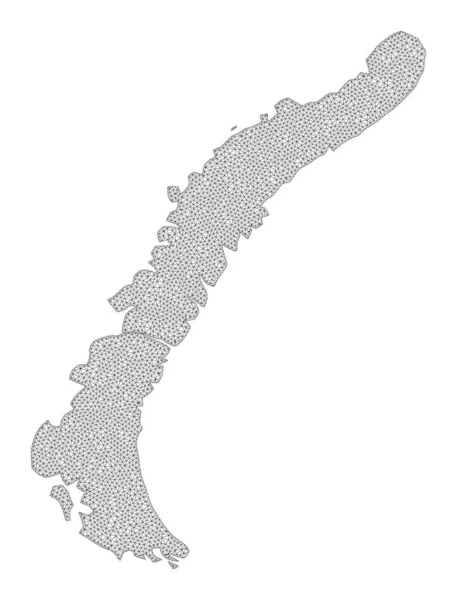 Polygonal Carcass Mesh High Detail Raster Mapa Novaya Zemlya Islands Streszczenia — Zdjęcie stockowe
