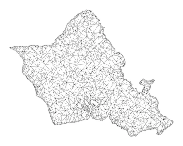 Polygonal Wire Frame Mesh High Detail Raster Map of Oahu Island Abstractions — стокове фото