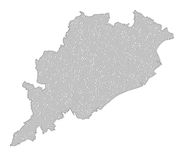 Sieć wieloboczna Siatka wysokiej rozdzielczości Raster Mapa Streszczeń Stanu Odisha — Zdjęcie stockowe