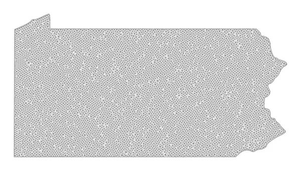 Многоугольная 2D сетка высокого разрешения Растровая карта штата Пенсильвания — стоковое фото