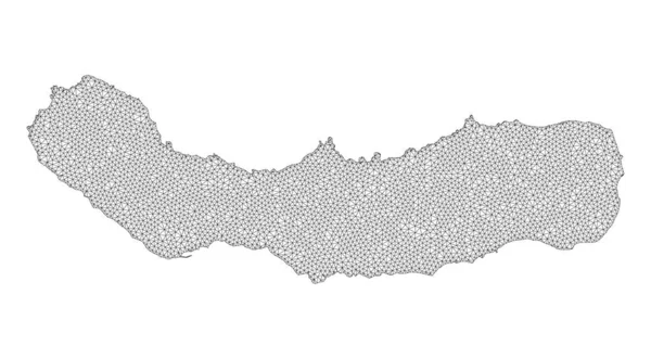 Polygonal Carcass Mesh High Detail Raster Mapa Sao Miguel Island Streszczenia — Zdjęcie stockowe