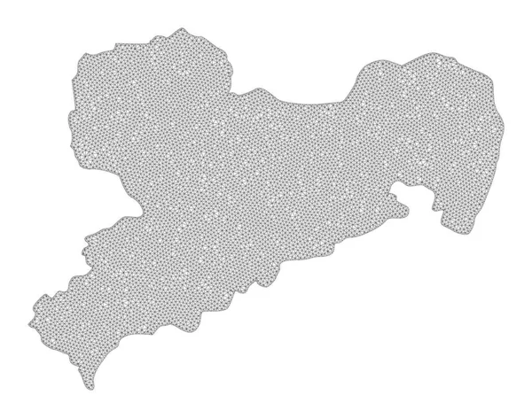 Malla de marco de alambre poligonal Mapa de trama de alto detalle de las abstracciones del estado de Sajonia — Foto de Stock