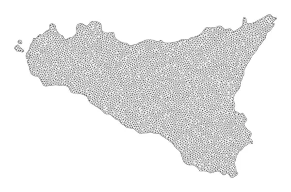 Polygonale 2D Mesh High Detail Raster Kaart van Sicilia Eiland Abstracties — Stockfoto