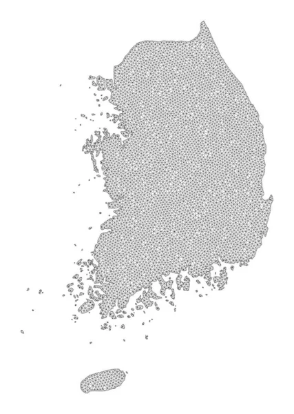 Polygonala nätverket Mesh högupplöst rasterkarta över Sydkorea Sammanfattning — Stockfoto