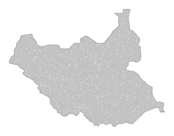 폴리곤 와이어 Frame Mesh High Resolution Raster Map of South Sudan Abstractions — 스톡 사진