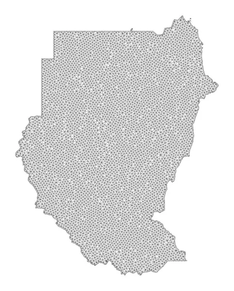 Polygonal 2D Mesh High Detail Raster Map of Sudan Abstractions — Stock fotografie