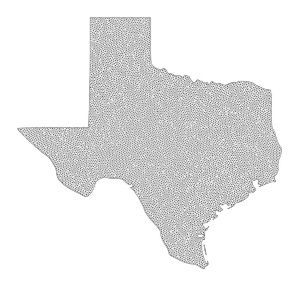 Polygonal Carcass Mesh High Detail Raster Map of Texas State Abstractions — Stockfoto