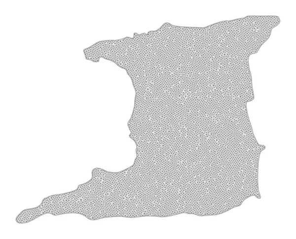 Polygonal Carcass Mesh High Resolution Raster Map of Trinidad Island Abstractions — Stock Photo, Image