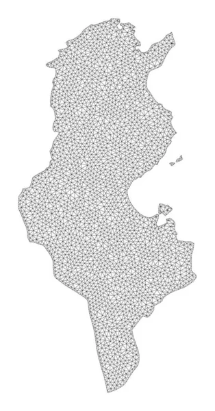 Polygonal Carcass Mesh High Detail Raster Map of Tunisia Abstractions — Stock Photo, Image