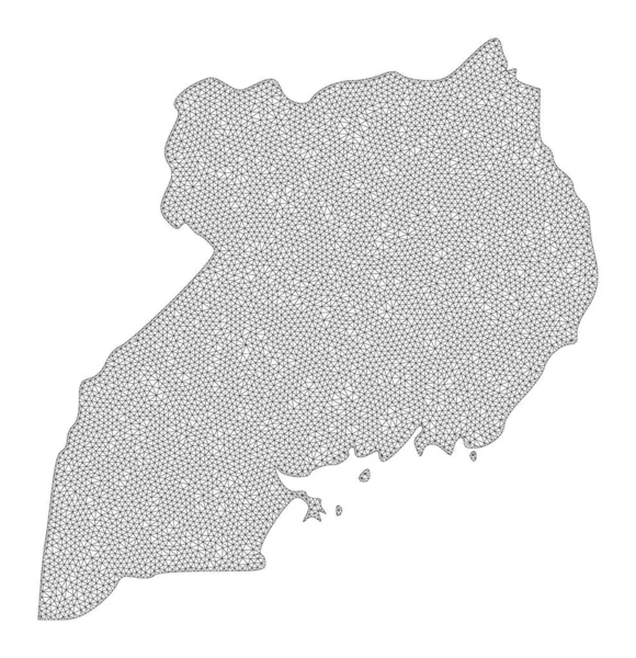 Polygonal Network Mesh High Detail Raster Map of Uganda Abstractions — Stockfoto